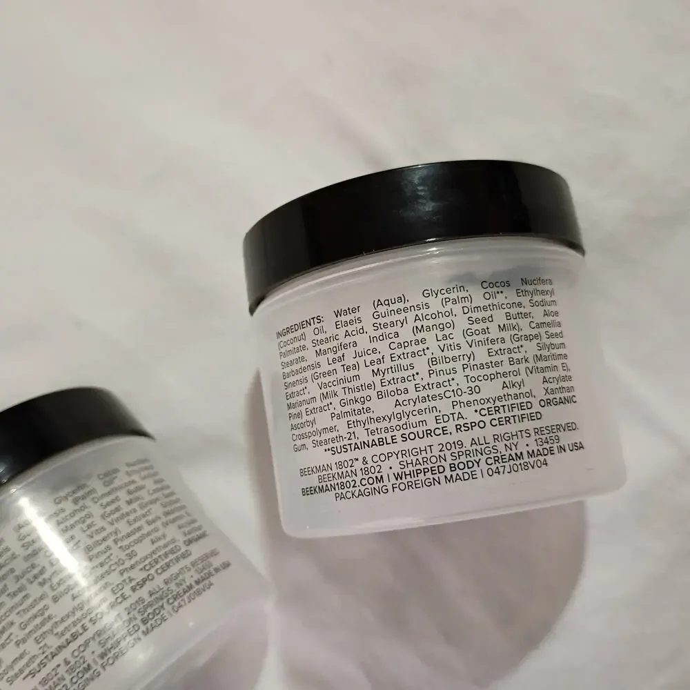 Set of 2- Beekman 1802 Whipped Body Cream Pure Goat Milk 2 oz NEW/ SEALED